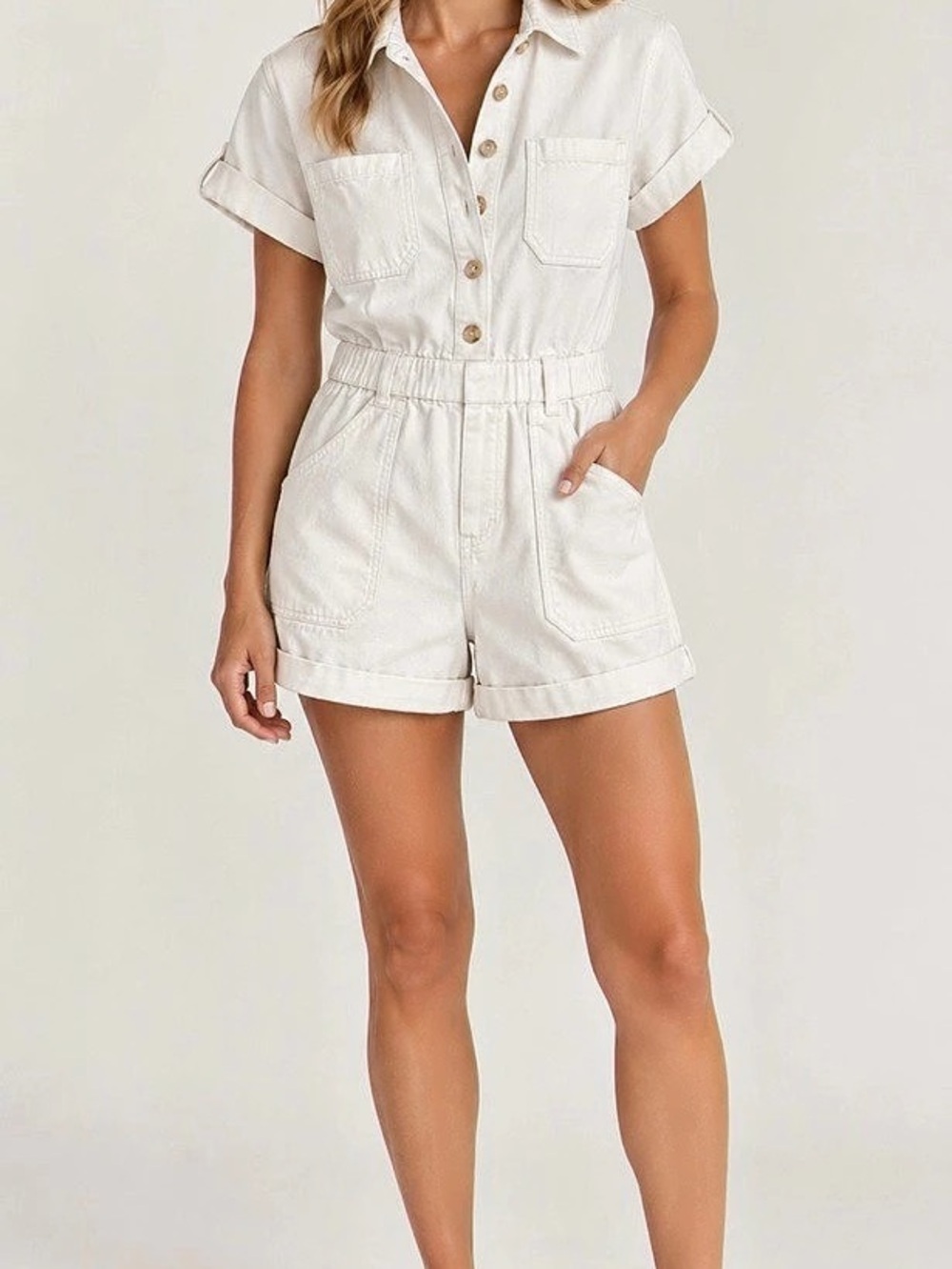 Mumu White Romper Size Medium perfect condition cotton shorts one piece